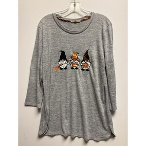 My Danielle Women's Size Large Halloween Gnome 3/4 Sleeve Long Tee